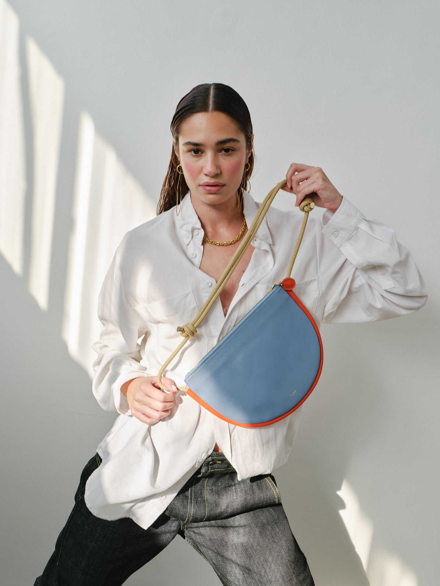 Selene Bag - Sky Blue / Lobster Red